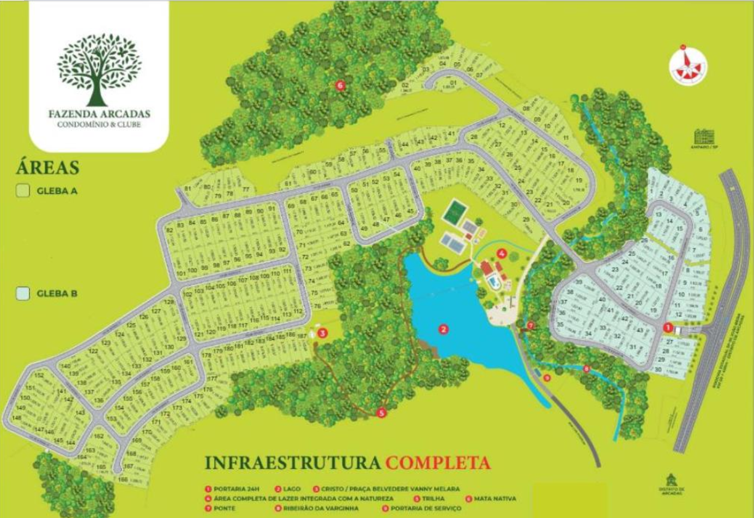 Planta do Condomínio Fazenda Arcadas - Gleba A e Gleba B